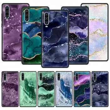 Чехол для телефона Rainbow Glitter Agate Marble для Huawei P30 Lite P50 Pro P20 P40 Lite EP Smart Z 2021 Y6 Y7 Y9 2019 Y6p Y9s Huawei Y7a