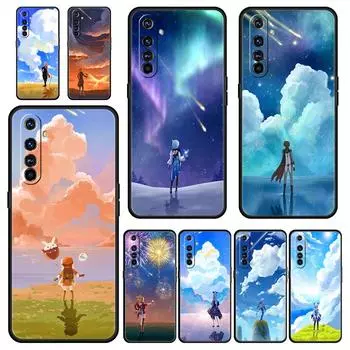 Чехол для телефона Realme 12 11 10 9 8 5G 7 6 GT5 GT3 GT2 Pro Plus C21 C11 C25 C35 GT Neo 2 3 3T 5 Чехол Genshin Impact ландшафт Realme GT2