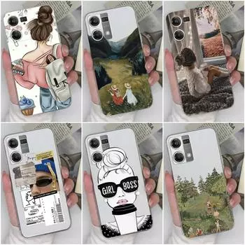 Чехол для телефона Realme 9 10 Pro + C55 C53 C33 OPPO Reno7 Pro SE 4G 5G Reno8 T, модная задняя крышка для телефона для девочек, мягкий силиконовый бампер для OPPO Realme OPPO Reno 4G (6.4 )