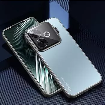 Чехол для телефона Realme GT 6 T NEO 6 SE, металлический держатель для объектива, чехол-подставка для камеры Realme GT6 6T NEO6 SE, противоударная матовая подставка, защитная задняя крышка realme GT 6 белый