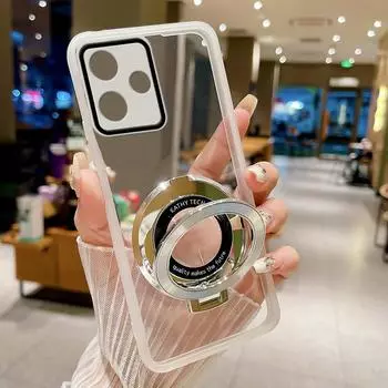 Чехол для телефона Redmi 13 4G A3X Magsafe, чехол с магнитной подставкой и кронштейном для POCO F6 Pro M6 X6 Pro C65 C61, защитная пленка для камеры с прозрачными линзами, мягкий чехол Redmi 13 4G чёрный