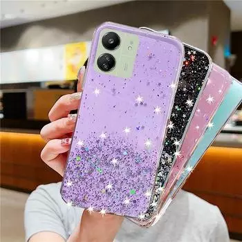 Чехол для телефона Redmi 13C, роскошные блестящие звезды, мягкая задняя крышка из ТПУ для Xiaomi Redmi 13C 13 C redmi13c, силиконовые чехлы для телефонов For Xiaomi Redmi 13C фиолетовый