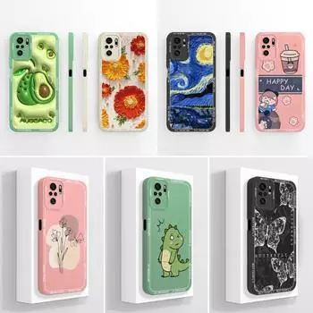 Чехол для телефона Redmi Note 10 11 11T Pro Plus Max 10T 11S 11E Capa Cute Creative Style Painted Anti Drop Pretty Avocado Liquid Silicone For Redmi Shell Redmi Note 10 4G