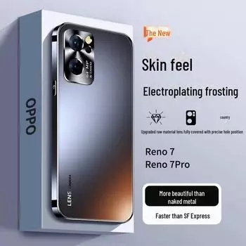 Чехол для телефона Reno7 Pro с гальваническим покрытием и защитной металлической крышкой для линз Reno12/11/10/9/8 oppo Reno8pro темно-синий