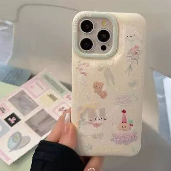 Чехол для телефона Rose Angel Meow для iPhone 15 14 13 12 11 Pro Max Plus, легкий масляный кронштейн с ангелом и кошкой, защитная задняя крышка For iPhone 15