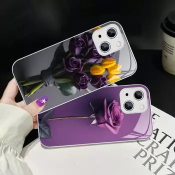 Чехол для телефона Rose Flower из закаленного стекла для iPhone 14 13 12 11 Pro Mini XS MAX 14Plus X XS XR Cover iphone 14pro max