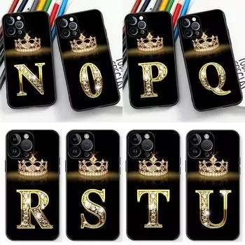 Чехол для телефона Rose Gold Diamond Crown 26 Letter для Apple iPhone14 13 12 11 Pro Max Mini 8 7 SE XR XS Plus Max Cover Fundas Coques iPhone 14 Pro Max