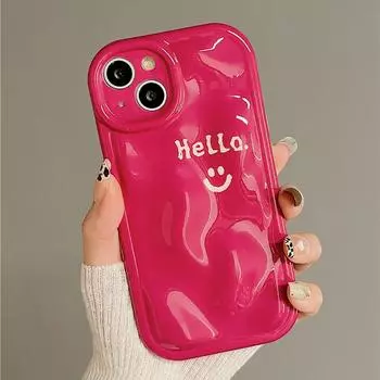 Чехол для телефона розового цвета с милой улыбкой и 3d метеоритным узором для Iphone 14 11 12 13 Pro Max, милый мягкий чехол с забавными буквами For iPhone 12 Pro