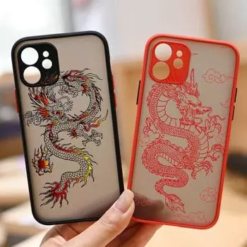 Чехол для телефона RUICHI Dragon God с узором для iPhone13 12 Mini 11 Pro XS Max X XR 7 8 Plus, полупрозрачный матовый чехол iPhone11PRO