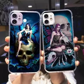 Чехол для телефона RUICHI с готическим черепом и феей для iPhone 11 12 Mini 13 Pro XS Max X 8 7 6s Plus 5 SE XR, прозрачный чехол iPhoneXSMAX