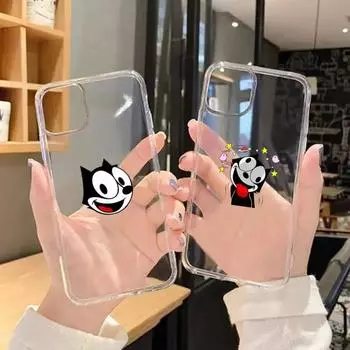 Чехол для телефона RUICHI с рисунком «Коты Феликс» MG для iPhone 11 12 Mini 13 Pro XS Max X 8 7 6s Plus 5 SE XR, прозрачный чехол iphoneSE2020
