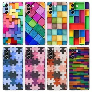 Чехол для телефона с 3D-цветным блоком и рисунком для Samsung Galaxy S22 5G S20 Ultra S21 FE 5G S10E S9 S8 S10 Plus Note 20 10 Lite, прозрачный чехол Samsung S10E