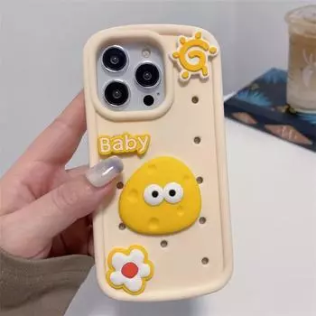 Чехол для телефона с 3D милой уткой для iPhone 15 Pro Max, чехол для iPhone 13 11 14 12 Pro Max, однотонный силиконовый противоударный бампер, мягкий чехол For iPhone 12