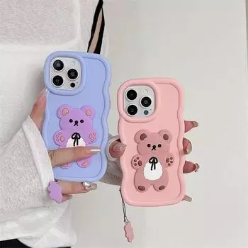 Чехол для телефона с 3D милым медвежонком и мягкими волнами для Honor Play 30 50 Plus Magic 5 6 Lite X9A X8A X7A X6A X6S X6 X7 X8 4G 5G 9X 8A Pro For Honor70Lite 5G синий