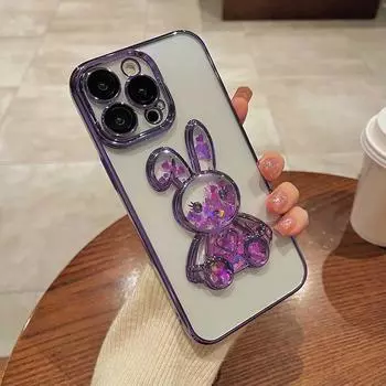 Чехол для телефона с 3d мультяшным кроликом «Зыбучие пески» для Iphone 14pro Max 13 12 11 Pro Max 14plus, защита камеры, прозрачная новогодняя задняя крышка For iPhone 11
