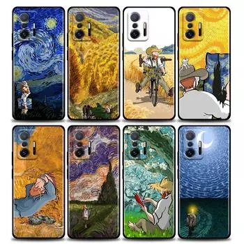 Чехол для телефона с 3D рельефом Ван Гога и комиксами для Xiaomi Mi 12 12X 11T X4 NFC M3 F3 GT M4 Pro Lite NE 5G Poco M3 M4 X4, черный чехол Fundas Xiaomi 12