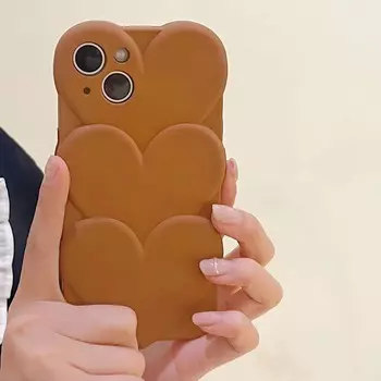 Чехол для телефона с 3D-сердечком в стиле ретро, коричневого цвета, с изображением милой пары, для iPhone 11, 12, Pro Max, 13, Promax, силиконовый, мягкий, противоударный, защитный чехол для задней панели For iphone 13