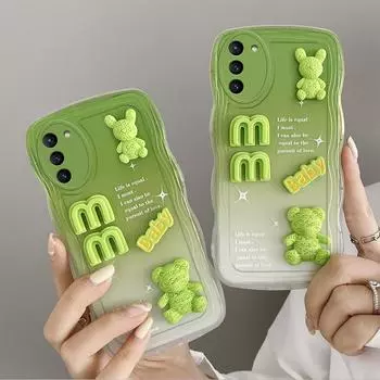 Чехол для телефона с 3D стереоскопической куклой-медведем для Samsung Galaxy A52 A52S S20 S21 FE S20 Lite S22 Plus 4G 5G, мягкий силиконовый корпус с волнистой задней крышкой For Samsung Galaxy A52 розовый