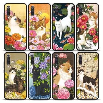 Чехол для телефона с 3D тиснением Cute Cat Kitty Comics для Xiaomi Mi A2 8 9 SE 9T 10 10T 10S CC9 E Note 10 Lite Pro, черный чехол Fundas Coque Xiaomi Mi A2 Lite