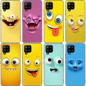 Чехол для телефона с 3D забавным лицом для Samsung Galaxy A12 A02S A22 A32 A52 A72 A71 A51 A41 A31 A21 A11 A50 A70 A10S A20S, черный мягкий чехол Samsung A02