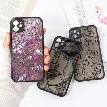 Чехол для телефона с абстрактной геометрией и цветком для Iphone 11 Funda Iphone 14 Pro Max 13 12 Xs Xr X 7 8 Plus Se 6s Mini противоударный корпус For iPhone 6 6S