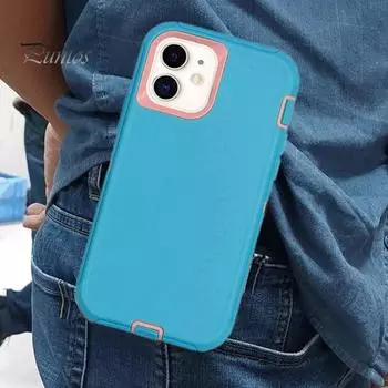 Чехол для телефона с экраном и зажимом-кобурой, всесторонняя защита, устойчивый к царапинам чехол для телефона с зажимом для ремня, чехол для телефона для iPhone 11 синий