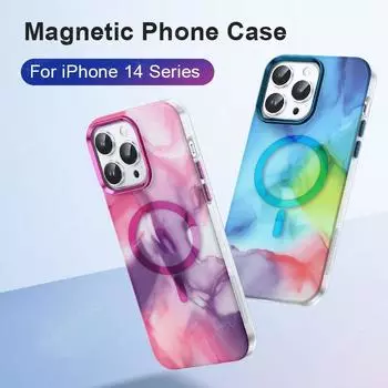 Чехол для телефона с акварельной росписью для iPhone 13 14 Pro Max, магнитный чехол для iPhone 14 Plus, чехол для iPhone 14 Pro For iPhone 14 оранжевый