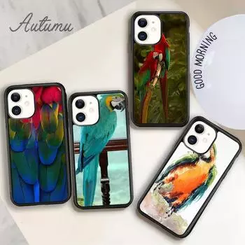 Чехол для телефона с акварельным принтом попугая ара для iPhone 11 12 13 14 Pro Max mini X XR XS SE 2020 6S 7 8 Plus Galaxy S21 S22 iPhone 6plus