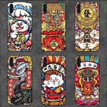 Чехол для телефона с элементами китайского стиля Lucky Money Cat для Samsung Galaxy A02 A12 A13 A22 A32 A41 A51 A53 A71 A73 Shell SamsungA20s