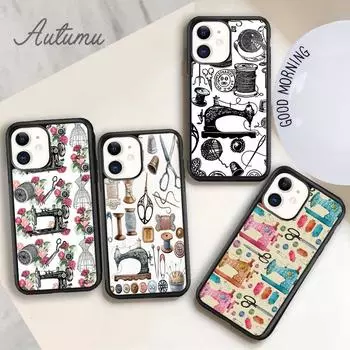 Чехол для телефона с элементами швейной машины для iPhone 11 12 13 14 Pro Max mini XR XS SE 2020 7 8 Plus Samsung S21 S22 iPhone 6plus
