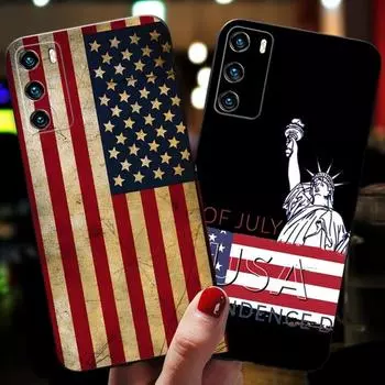 Чехол для телефона с американским флагом для Huawei Psmart Z P40 P10 P30 P50 P20 P9 Pro Plus P8 2022 Nova 8I 8 8SE противоударный чехол HUAWEI P7