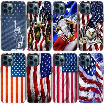 Чехол для телефона с американским флагом США и орлом для Apple iPhone 14 13 12 Mini 11 Pro Max 7 8 XR X XS 7 8 Plus SE 2020 2022, черный чехол iPhone SE 2022