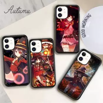 Чехол для телефона с аниме megumin konosuba для iPhone 11 12 13 14 Pro Max mini X XR XS SE 2020 5 6S 7 8 Plus Samsung Galaxy S21 S22 iPhone 6plus