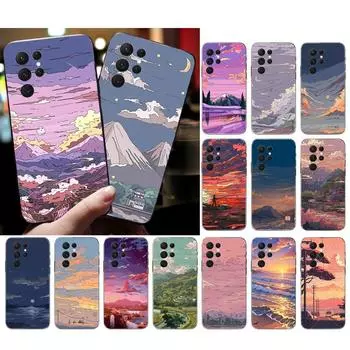 Чехол для телефона с аниме пейзажем неба и пейзажем для Samsung A52S A04S A21S A33 A23 A13 A14 A32 A52 A53 A54 A51 A71 M51 A13 5G
