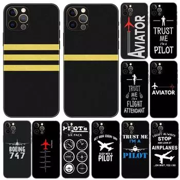 Чехол для телефона с эполетом «Самолет Пилот» для iPhone 5 5S 2020se 6 6s 7 8 plus x 10 XR XS 11 12 13 mini pro MAX, черная задняя крышка из ТПУ iphone 5 5S SE 2016