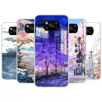 Чехол для телефона с эстетичным пейзажем аниме для Xiaomi Poco X3 Nfc X4 Gt X5 Pro M5S M4 M3 M2 F5 F4 F3 F2 F1 Mi Note 10 Fundas Shell Xiaomi Poco X5