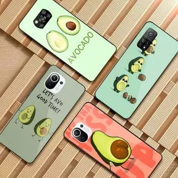 Чехол для телефона с эстетикой авокадо для Xiaomi 12 11T 10 9 Redmi Note 11 10 10S Pro Redmi 9 9A 8, черный стеклянный чехол для телефона из поликарбоната Xiaomi 12-12X