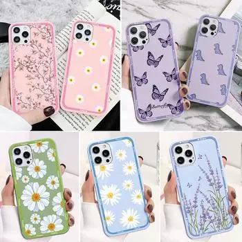 Чехол для телефона с бабочками и цветами для Iphone Xr X Xs 8 7 14 13 12 Mini 11 Pro Max Se 2020 2022 6 6s Plus противоударный бампер из ТПУ Fundas For 6Plus and 6SPlus