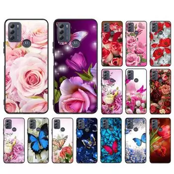 Чехол для телефона с бабочками и розами для Motorola Moto E7 Plus E32 E20 E40 Edge 20 Lite G22 G52 G20 G30 G100 G60 G50 G10 G Pure G Stylus Moto E7