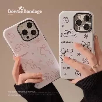 Чехол для телефона с бантиком и граффити, нарисованный вручную 11/12/13/14/15 15promax