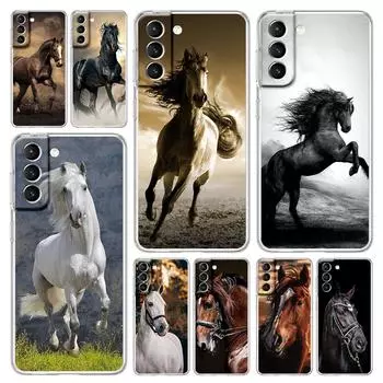 Чехол для телефона с бегущей лошадью и животным для Samsung Galaxy S22 S21 S20 FE Ultra 5G S10 S10E S9 S8 Plus Note 10 20, прозрачный силиконовый чехол Samsung S20 FE