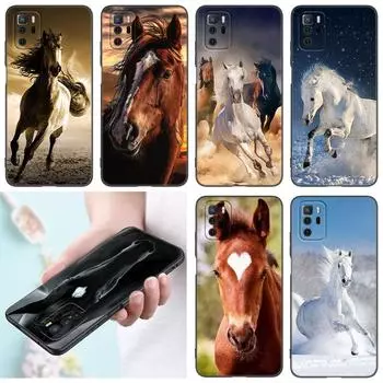 Чехол для телефона с бегущей лошадью для Xiaomi Redmi Note 7 8 9 10 Lite 11 11E 11T 12 Pro 11S 4G 10T 5G 8T 9S 10S, мягкий черный чехол из ТПУ Redmi Note 7(Pro)
