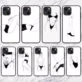 Чехол для телефона с белой линией и бикини для девочек для iPhone 11 12 Mini 13 Pro XS Max X 8 7 6s Plus 5 SE XR Shell iPhone14plus