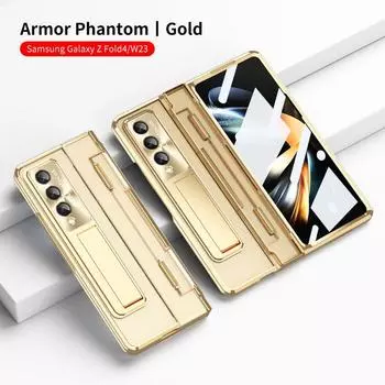 Чехол для телефона с беспроводной зарядкой для Samsung Galaxy Z Fold6 Fold5 Fold4 Fold 3 «Все включено» Роскошный противоударный откидной складной чехол Samsung Galaxy Z Fold 4 розового золота