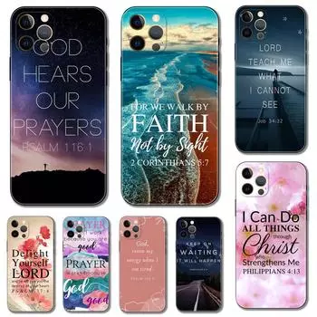 Чехол для телефона с библейским стихом для iPhone 5 5S 2020se 6 6s 7 8 plus x 10 XR XS 11 12 13 mini pro MAX, черная задняя крышка из ТПУ iphone 5 5S SE 2016