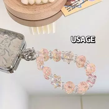 Чехол для телефона с бисером, шнурок Y2K, стильный бант, бусины, брелок для телефона, браслет на запястье, защита от потери мобильного телефона, подвеска для наушников TR