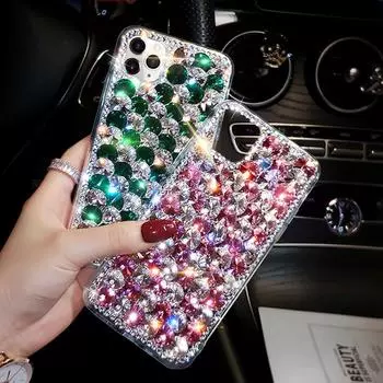 Чехол для телефона с блестящим ремешком и бриллиантами для Samsung S24 S23 S22 S21 Ultra S20 FE A13 A23 A33 A53 A12 A22 A32 A52 A51 A71/Redmi 12 12C Note 12 11 10 iphone 6 6s красный