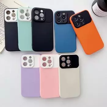 Чехол для телефона с большим окном и камерой для Iphone 14 12 13 Pro Max 11 14 Plus, шелковистый силиконовый чехол из микрофибры яркого цвета For iPhone11