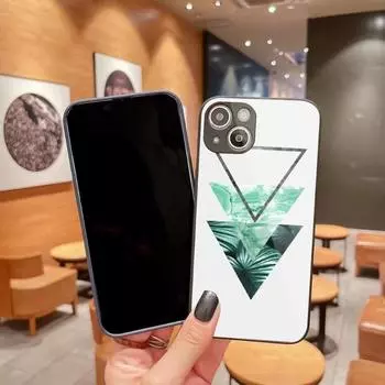 Чехол для телефона с ботаническим и геометрическим рисунком для IPhone 14 13 12 11 Pro Max X XR XS 8 7 Plus Цветной чехол из жидкого стекла для телефона iPhone 14