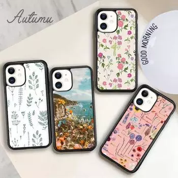 Чехол для телефона с ботаническими рисунками, цветами и растениями для iPhone 11 12 13 14 Pro Max mini XR XS SE 2020 6S 7 8 Plus Samsung S21 S22 iPhone 6plus